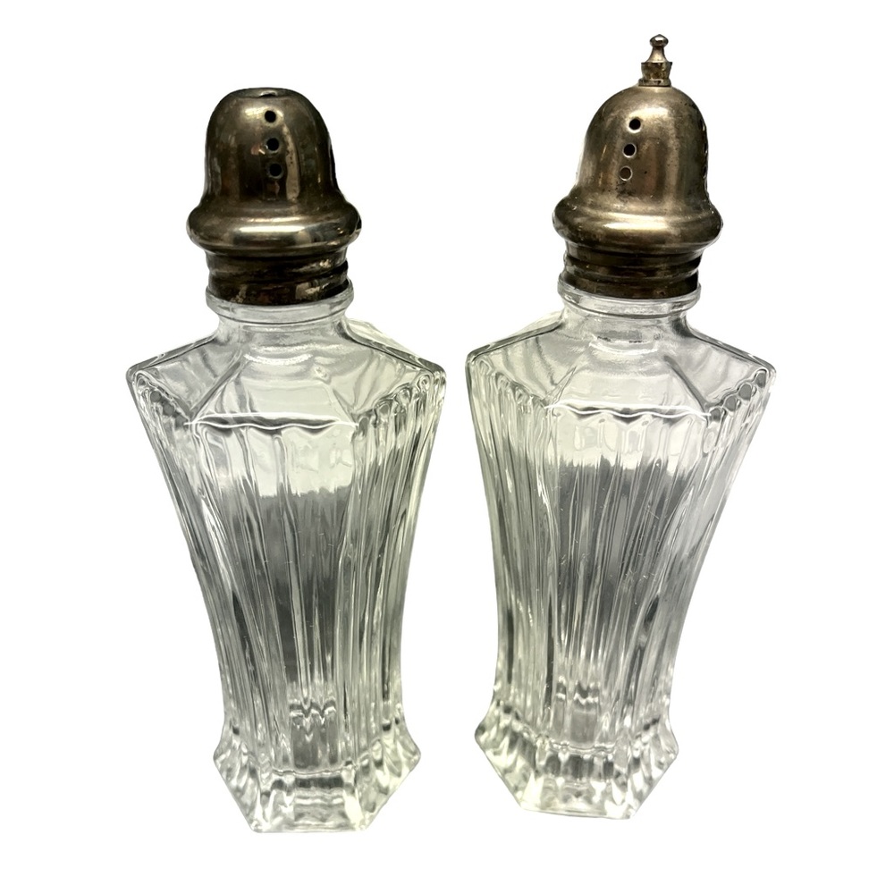 Vintage Mikasa Diamond Fire Large Lead Crystal Salt and Pepper Shaker Set.